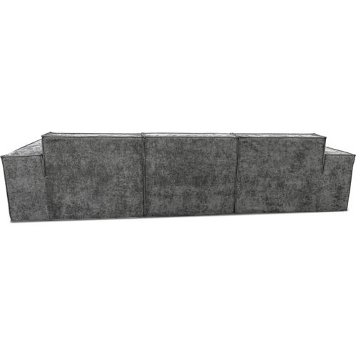 Canapé Droit Modulable Avec Ottoman En Tissu Texturé "lusso" - 4 Places - Gris