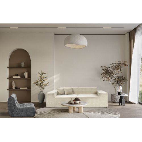 Canapé Droit Modulable En Tissu Texturé "lusso" - 3 Places - Beige