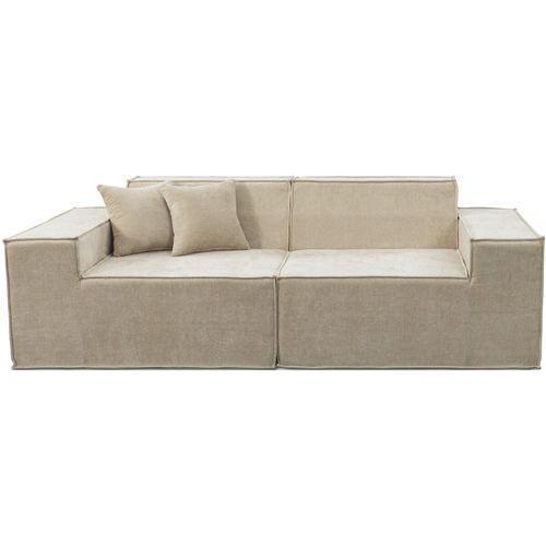 Canapé Droit Modulable En Tissu Texturé "lusso" - 3 Places - Beige