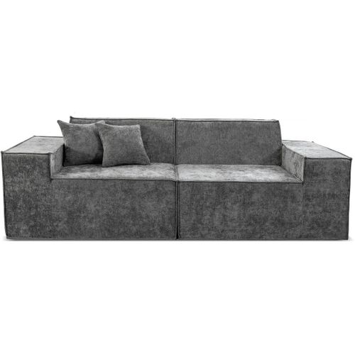 Canapé Droit Modulable En Tissu Texturé "lusso" - 3 Places - Gris