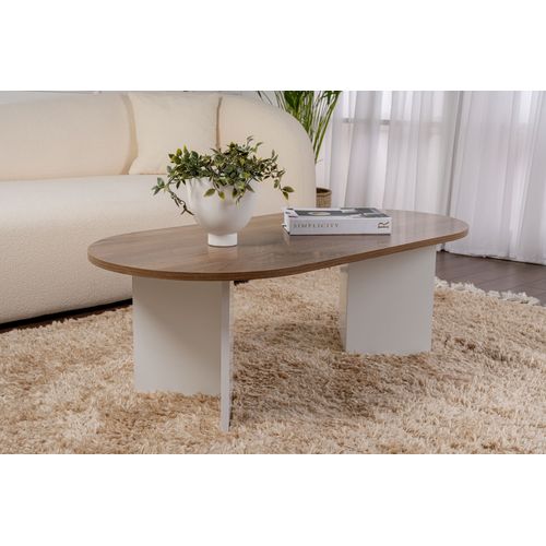 Table Basse En Bois "sable" - 60 X 119 X 40 Cm - Noyerblanc
