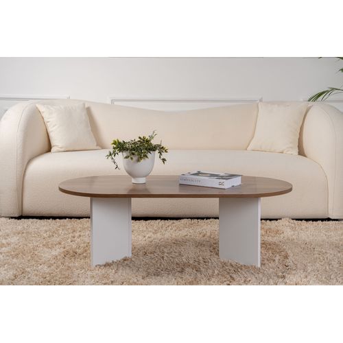 Table Basse En Bois "sable" - 60 X 119 X 40 Cm - Noyerblanc