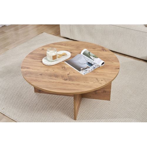 Table Basse En Bois "soleil" - 90 X 90 X 40 Cm - Pin Atlantique