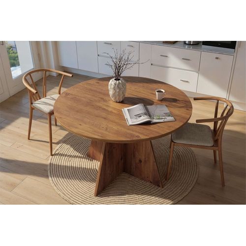 Table à Manger En Bois "virella" - 120 X 120 X 75 Cm - Pin Atlantique
