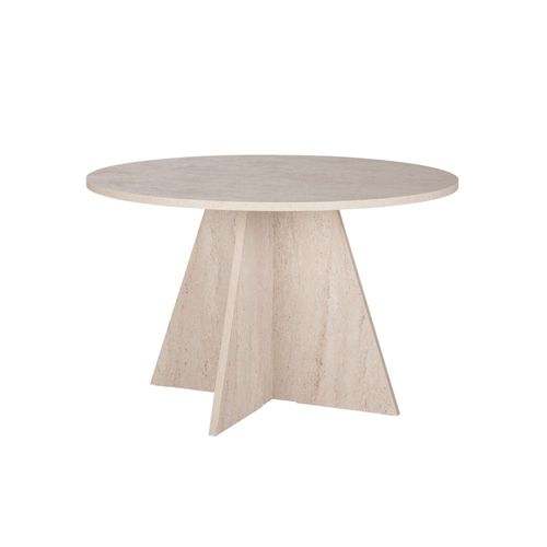 Table à Manger En Bois "virella" - 120 X 120 X 75 Cm - Travertin