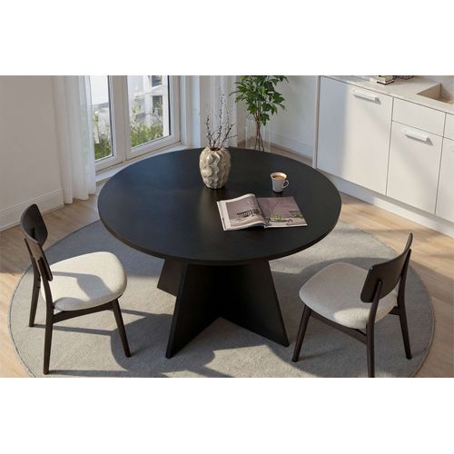 Table à Manger En Bois "virella" - 120 X 120 X 75 Cm - Bois Noir