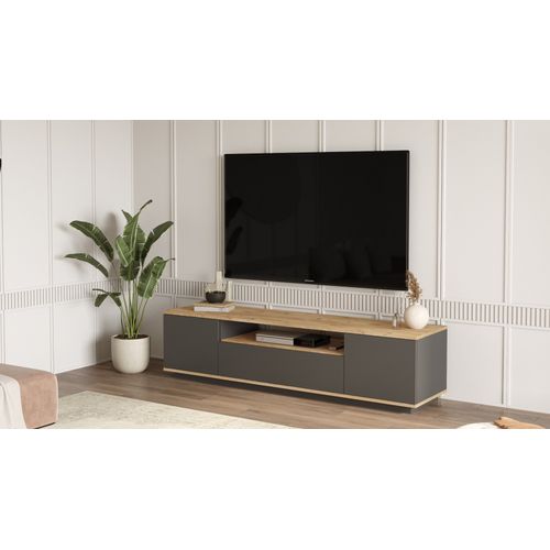 Meuble TV En Bois "fr7" - 180 X 44 X 44 Cm - Pin Atlantiqueanthracite
