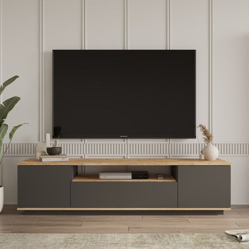 Meuble TV En Bois "fr7" - 180 X 44 X 44 Cm - Pin Atlantiqueanthracite