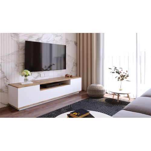 Meuble TV En Bois "fr7" - 180 X 44 X 44 Cm - Pin Atlantiqueblanc