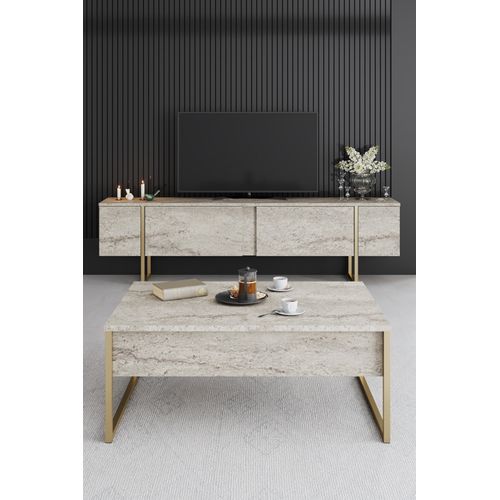 Meuble TV En Bois "luxe" - 180 X 30 X 50 Cm - Travertinor