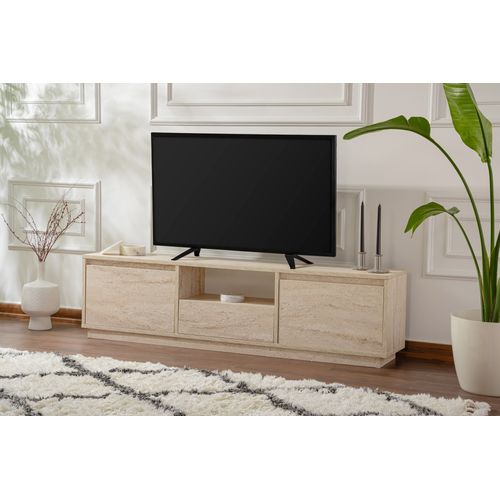 Meuble TV En Bois "vanguard" - 160 X 29 X 42 Cm - Travertin