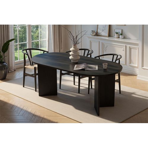 Table à Manger En Bois "sablin" - 180 X 89 X 75 Cm - Bois Noir