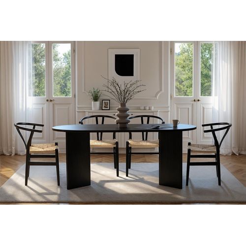 Table à Manger En Bois "sablin" - 180 X 89 X 75 Cm - Bois Noir
