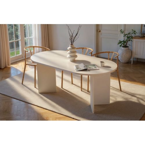 Table à Manger En Bois "sablin" - 180 X 89 X 75 Cm - Bois Blanc