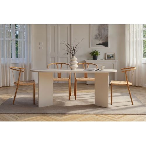 Table à Manger En Bois "sablin" - 180 X 89 X 75 Cm - Bois Blanc
