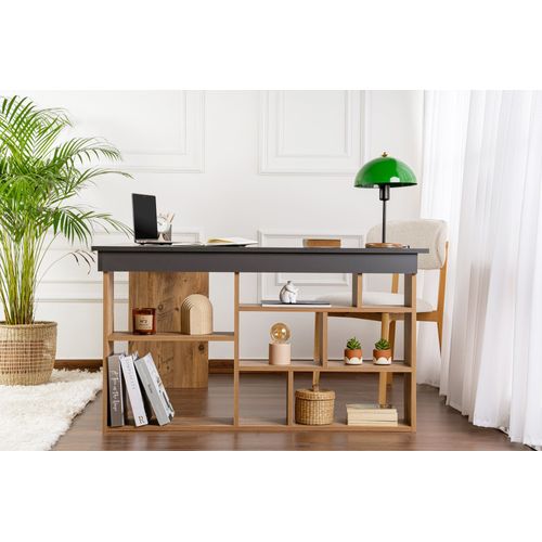 Bureau D'étude En Bois "vesper" - 130 X 120 X 72 Cm - Anthracitepin Atlantique