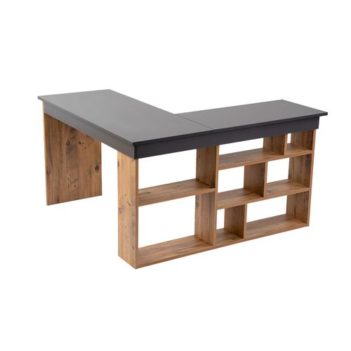 Bureau D'étude En Bois "vesper" - 130 X 120 X 72 Cm - Anthracitepin Atlantique