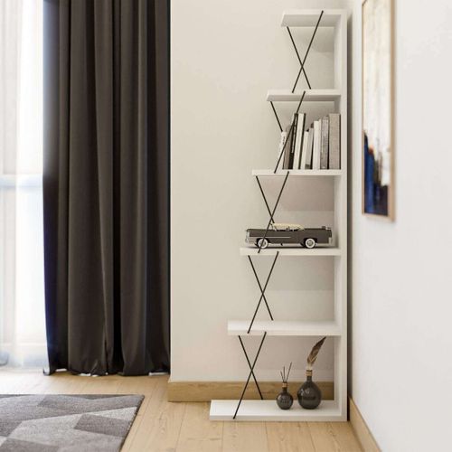 Bibliothèque En Bois "ayder" - 50 X 22 X 150 Cm - Blanc