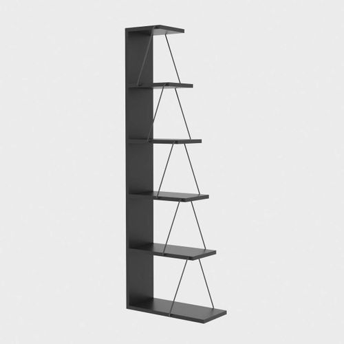 Bibliothèque En Bois "melinos" - 50 X 22 X 150 Cm - Gris Anthracite