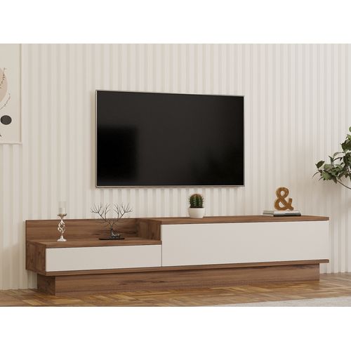 Meuble TV En Bois "barko" - 160 X 35 X 35 Cm - Pin Atlantique blanc