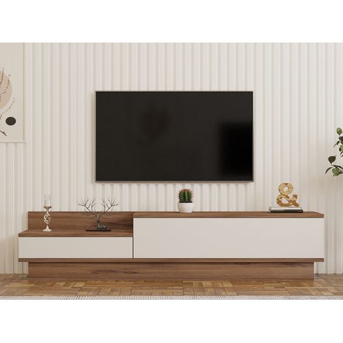 Meuble TV En Bois "barko" - 160 X 35 X 35 Cm - Pin Atlantique blanc
