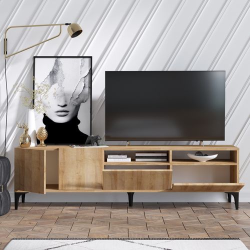 Meuble TV En Bois "ross" - 180 X 35 X 52 Cm - Chêne