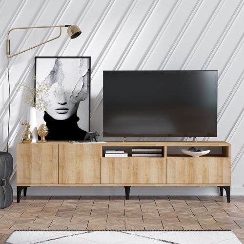 Meuble TV En Bois "ross" - 180 X 35 X 52 Cm - Chêne