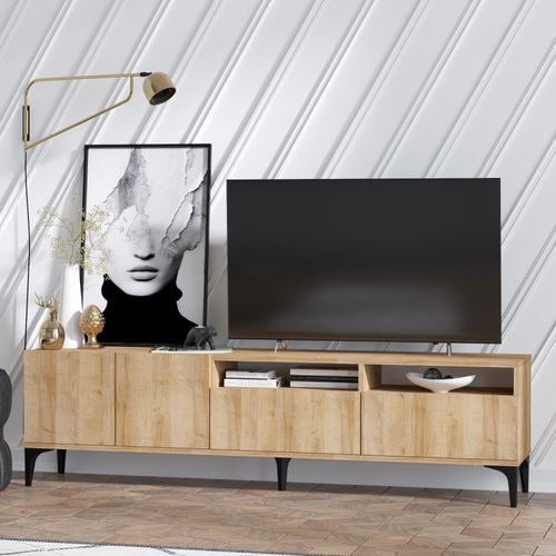 Meuble TV En Bois "ross" - 180 X 35 X 52 Cm - Chêne