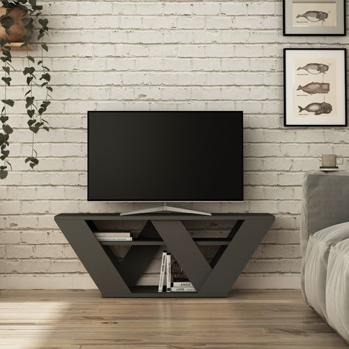 Meuble TV En Bois "pipralla" - 110 X 30 X 40 Cm - Anthracite