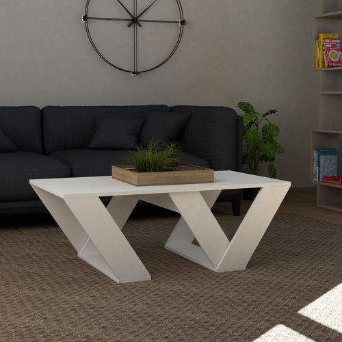 Table Basse En Bois "pipra" - 110 X 60 X 40 Cm - Blanc