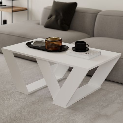Table Basse En Bois "pipra" - 110 X 60 X 40 Cm - Blanc