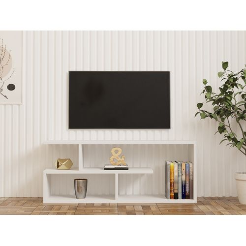 Meuble TV En Bois "cafu" - 100 X 29 X 40 Cm - Blanc