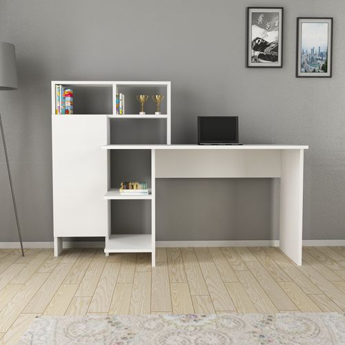 Bureau En Bois "bugra" - 135 X 60 X 111 Cm - Blanc