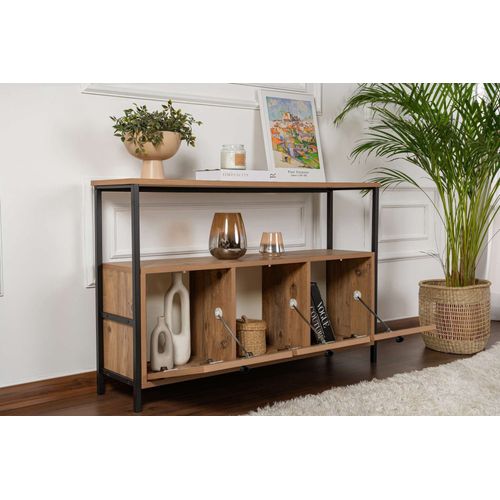 Console En Bois "solace" - 120 X 29 X 77 Cm - Pin Atlantique Noir