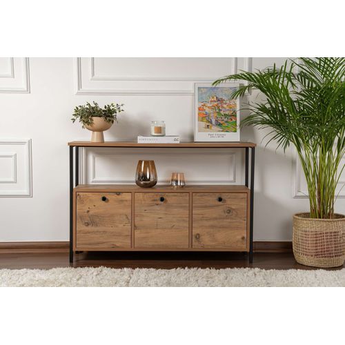 Console En Bois "solace" - 120 X 29 X 77 Cm - Pin Atlantique Noir