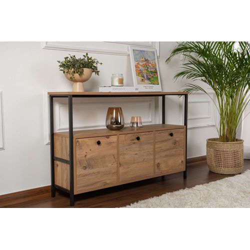 Console En Bois "solace" - 120 X 29 X 77 Cm - Pin Atlantique Noir