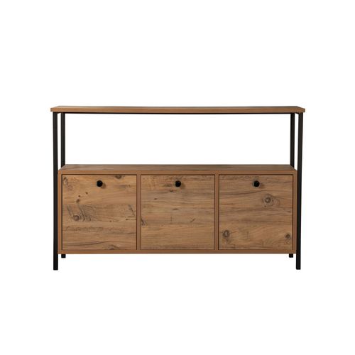 Console En Bois "solace" - 120 X 29 X 77 Cm - Pin Atlantique Noir
