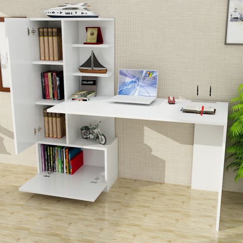 Bureau En Bois "domingos" - 149 X 61 X 73 Cm - Blanc