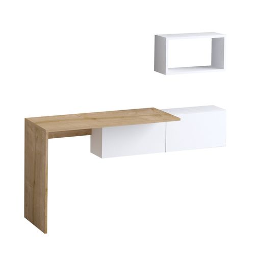 Bureau En Bois "tiff" - 145 X 45 X 74 Cm - Chêne Blanc