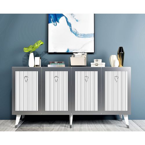 Buffet En Bois "bare" - 150 X 40 X 80 Cm - Gris