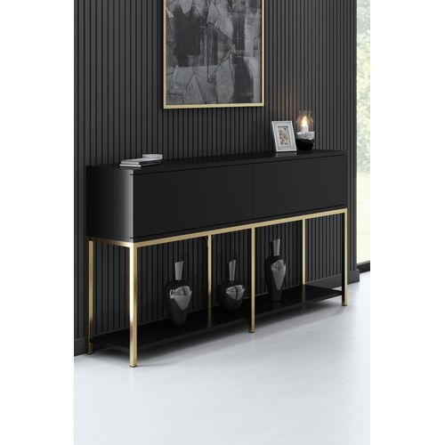 Console En Bois "lord" - 150 X 30 X 80 Cm - Noir Or