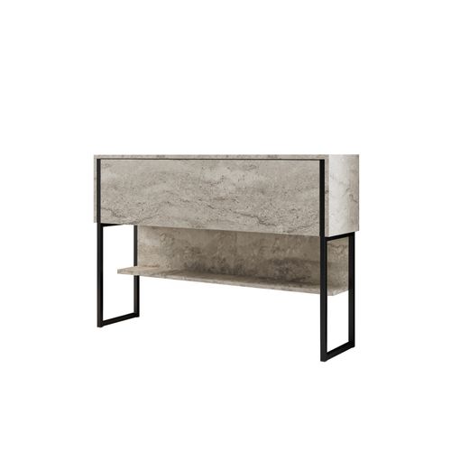 Console En Bois "luxe" - 120 X 30 X 80 Cm - Travertin Noir
