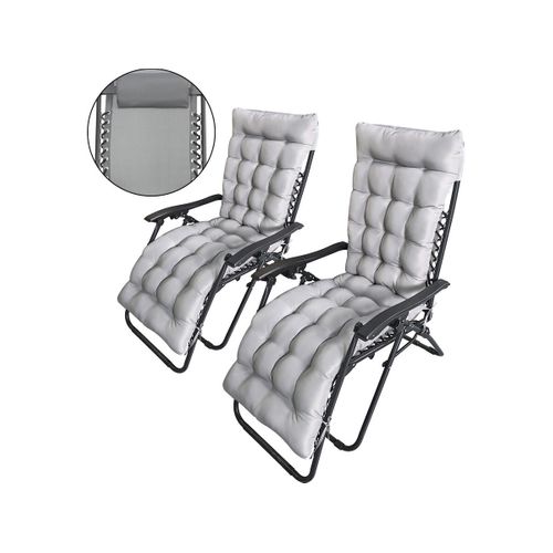 Lot De 2 Fauteuils De Jardin Inclinable Zéro Gravité Avec Coussin Matelassé "sintra" - Gris