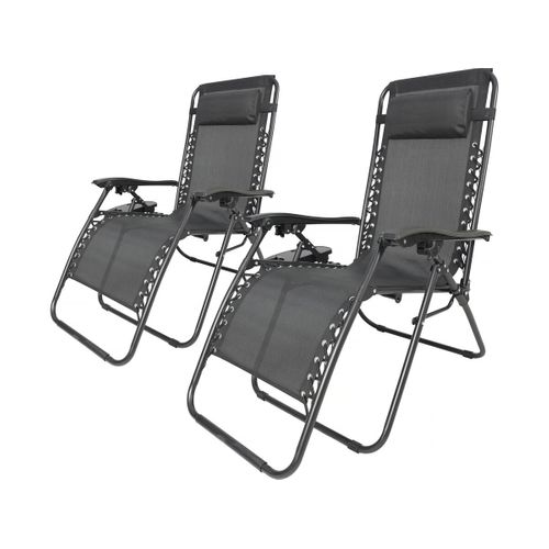 Fauteuil De Jardin Relax Zéro Gravité Avec Coussin Matelassé "sintra" - Noir