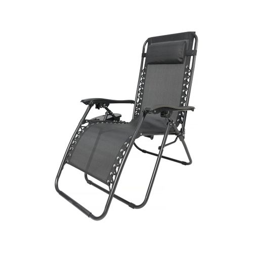Fauteuil De Jardin Relax Zéro Gravité Avec Coussin Matelassé "sintra" - Noir