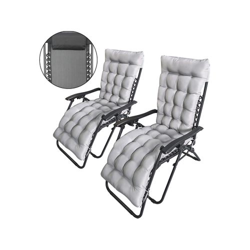 Lot De 2 Fauteuils De Jardin Inclinable Zéro Gravité Avec Coussin Matelassé "sintra" - Noir