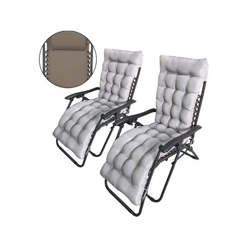 Lot De 2 Fauteuils De Jardin Inclinable Zéro Gravité Avec Coussin Matelassé "sintra" - Taupe