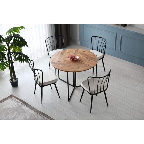 Table à Manger En Bois "yaprak" - 100 X 100 X 72 Cm - Pin Atlantique