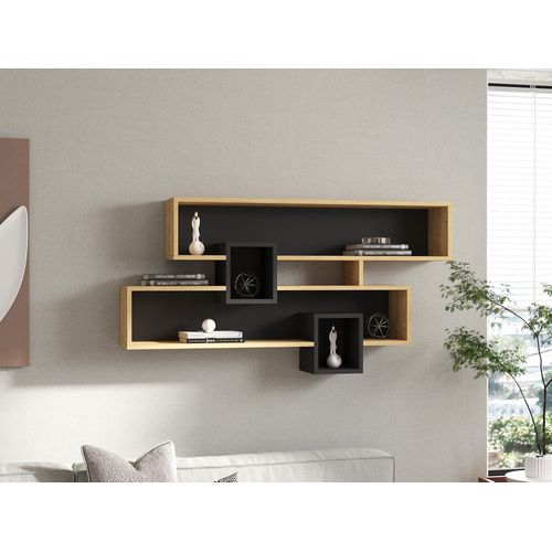 Étagère Murale En Bois "karen" - 120 X 22 X 72 Cm - Saphiranthracite
