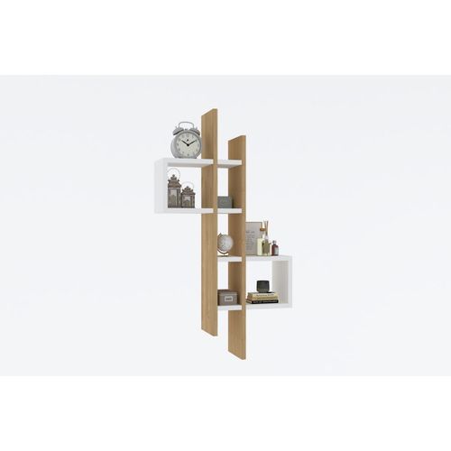 Étagère Murale En Bois "emse" - 53 X 19 X 108 Cm - Chêne Saphirblanc